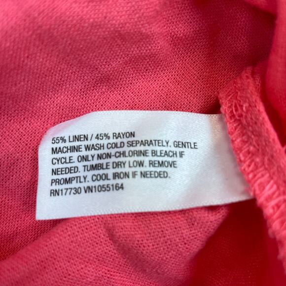 A New Day Women's Linen Short Sleeve Button Down Camp Shirt Pink Size Medium - Picture 6 of 6